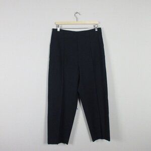St John Women Cropped Trouser Dress Pants Straight Leg Taper Wool 10 Blue 442